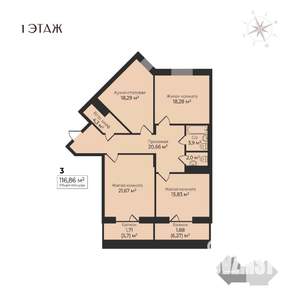 3-к квартира, строящийся дом, 117м2, 1/17 этаж