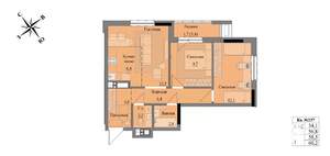 3-к квартира, вторичка, 59м2, 17/17 этаж