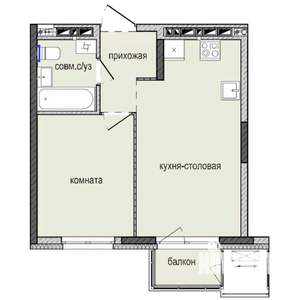 1-к квартира, строящийся дом, 35м2, 12/16 этаж