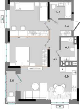 2-к квартира, вторичка, 73м2, 14/16 этаж