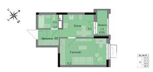 1-к квартира, вторичка, 33м2, 11/17 этаж