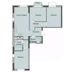 3-к квартира, строящийся дом, 72м2, 4/17 этаж