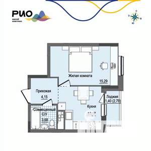 1-к квартира, вторичка, 35м2, 7/17 этаж