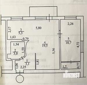 2-к квартира, вторичка, 43м2, 5/5 этаж