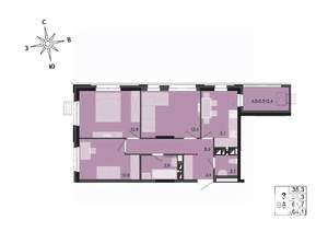 3-к квартира, строящийся дом, 62м2, 14/17 этаж