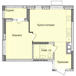 1-к квартира, строящийся дом, 40м2, 3/17 этаж