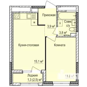 1-к квартира, строящийся дом, 36м2, 12/17 этаж