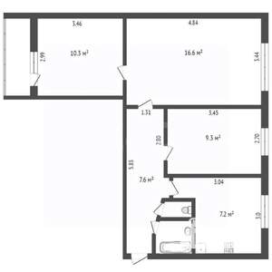 3-к квартира, вторичка, 54м2, 4/9 этаж