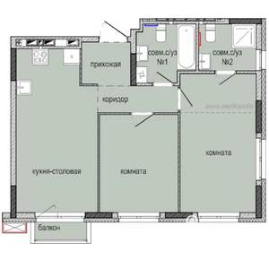 2-к квартира, строящийся дом, 58м2, 5/16 этаж