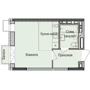 Студия квартира, строящийся дом, 26м2, 16/17 этаж