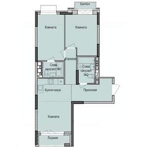 3-к квартира, строящийся дом, 64м2, 10/17 этаж