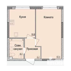 1-к квартира, строящийся дом, 36м2, 14/17 этаж