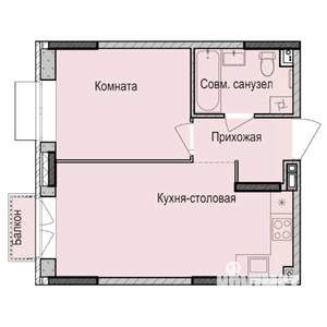 1-к квартира, строящийся дом, 37м2, 4/17 этаж