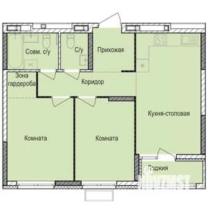 2-к квартира, строящийся дом, 58м2, 12/17 этаж