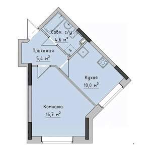 1-к квартира, строящийся дом, 37м2, 1/17 этаж