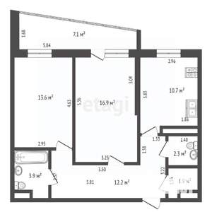 2-к квартира, вторичка, 62м2, 17/17 этаж