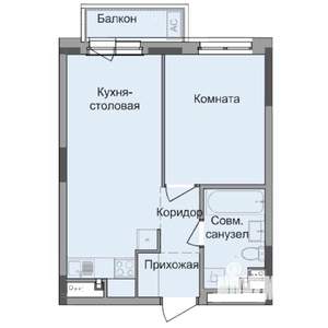 1-к квартира, строящийся дом, 38м2, 2/17 этаж