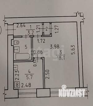 1-к квартира, вторичка, 31м2, 5/5 этаж