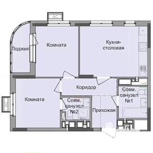 2-к квартира, строящийся дом, 54м2, 7/17 этаж