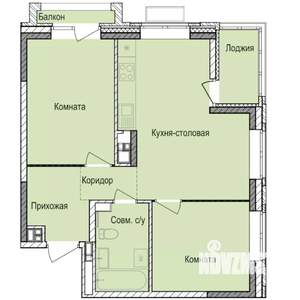 2-к квартира, строящийся дом, 55м2, 3/17 этаж
