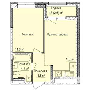 1-к квартира, строящийся дом, 36м2, 2/17 этаж