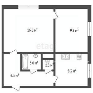 2-к квартира, вторичка, 45м2, 1/3 этаж
