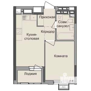 1-к квартира, строящийся дом, 35м2, 16/17 этаж