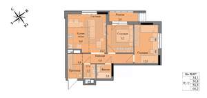 3-к квартира, вторичка, 59м2, 15/17 этаж