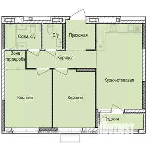 2-к квартира, строящийся дом, 58м2, 2/17 этаж