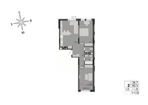 2-к квартира, строящийся дом, 65м2, 11/17 этаж