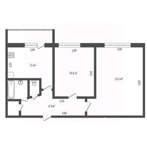 2-к квартира, вторичка, 43м2, 8/9 этаж