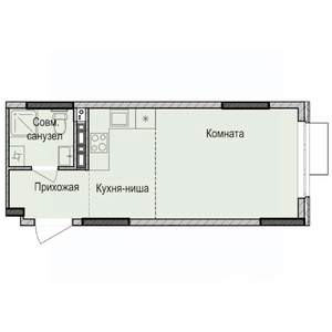 Студия квартира, строящийся дом, 28м2, 8/17 этаж