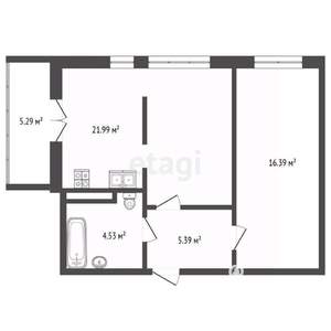 2-к квартира, вторичка, 48м2, 4/17 этаж