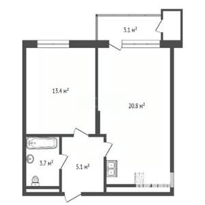 1-к квартира, вторичка, 46м2, 15/17 этаж