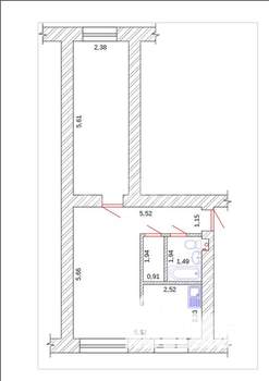 2-к квартира, вторичка, 43м2, 3/5 этаж