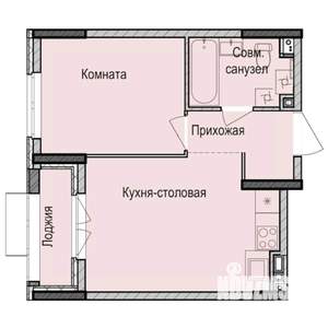 1-к квартира, строящийся дом, 35м2, 12/17 этаж