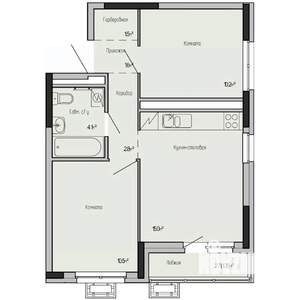 2-к квартира, строящийся дом, 47м2, 4/17 этаж