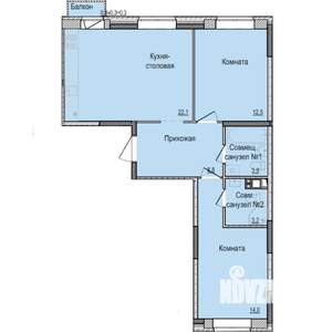 2-к квартира, строящийся дом, 65м2, 13/17 этаж