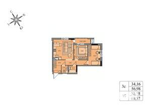 3-к квартира, вторичка, 59м2, 8/17 этаж