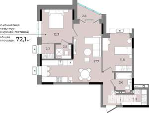 2-к квартира, строящийся дом, 72м2, 15/15 этаж