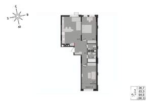 2-к квартира, строящийся дом, 65м2, 15/17 этаж