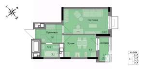 1-к квартира, вторичка, 34м2, 5/17 этаж