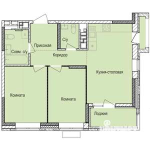2-к квартира, строящийся дом, 59м2, 3/17 этаж