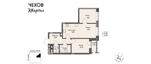 2-к квартира, строящийся дом, 55м2, 17/17 этаж