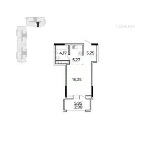 Студия квартира, вторичка, 37м2, 6/17 этаж