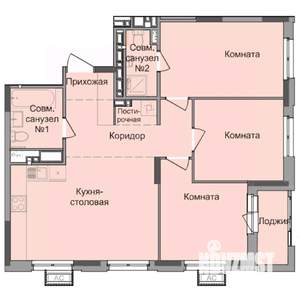 3-к квартира, строящийся дом, 76м2, 12/17 этаж