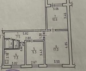 3-к квартира, вторичка, 55м2, 5/9 этаж