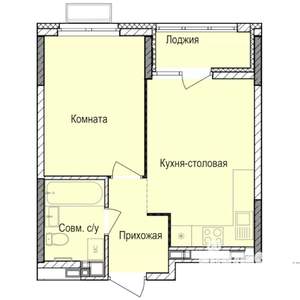 1-к квартира, строящийся дом, 35м2, 2/17 этаж