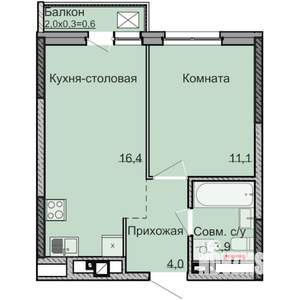 1-к квартира, строящийся дом, 36м2, 10/17 этаж