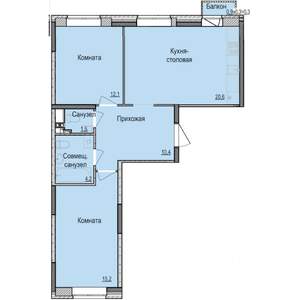 2-к квартира, строящийся дом, 64м2, 1/17 этаж